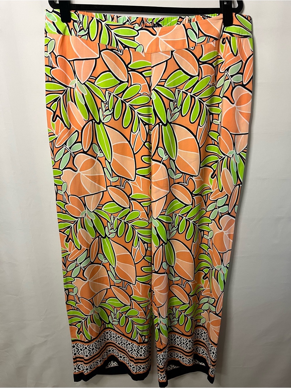 Kaari Blue 2X Tropical Wide Leg Pants Pull On Resort Vacation NWT